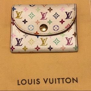 Authentic Louis Vuitton White Multicolor Card Case